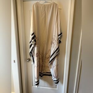 Elegant Cream and Black Maxi Dress/Lounger Batwing Sleeves-Long Tall